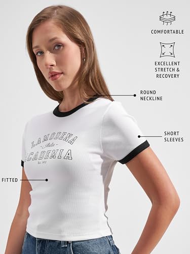 Image of Tokyo Talkies Women Pure Cotton Tops for Woman|Regular Fit Slim fit Crop Tops for Women Western|Top Tshirt for Women Stylish Western|Suitable for Casual and Workwear