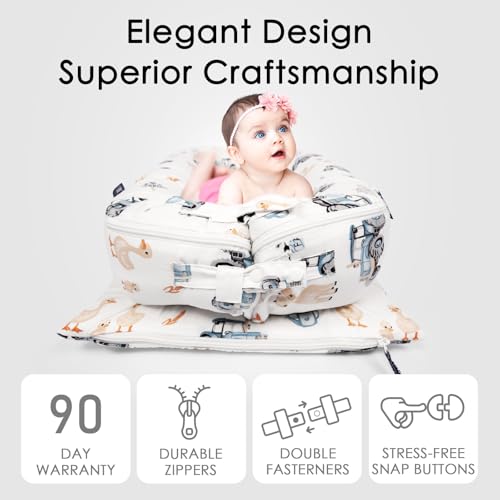Image of Mexxi Infant Lounger Baby Nest Replacement Cover | Hypoallergenic | Premium | [Fits Dockatot Deluxe+] (Cover Only) (Farm)
