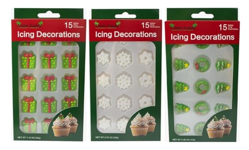 Christmas Edible Cake Decorations - Candy or Cupcake Topper -Christmas