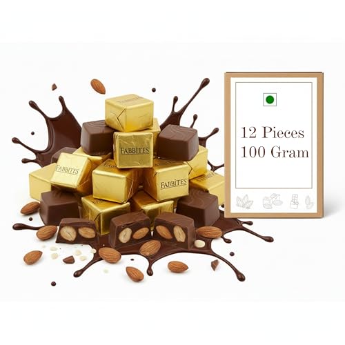 Image of Homemade Chocolate Gift Box-12 Almond Chocolates -100 gm Handmade Chocolate Gift Pack| Handmade Chocolate Gift Pack Box