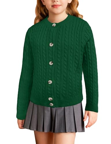 Girls Casual Long Sleeve Button Down Sweaters Cardigan Kids Crew Neck Cable Knit Outwear Coat School Uniform Jackets4