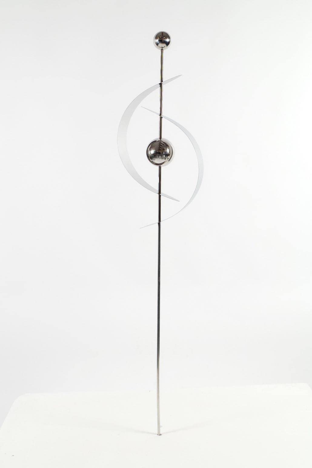 Kobolo Gartenstecker Saturn aus Edelstahl, Silber, 145 cm, moderner Dekostecker mit Kugel-Design für den Außenbereich, wetterfest & stabil