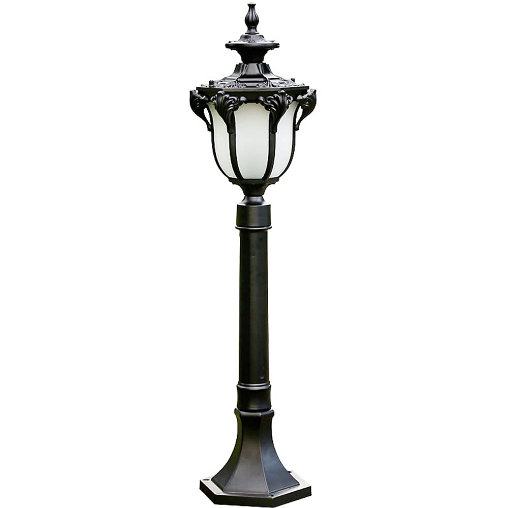 Mengjay Lampione da Giardino in Stile Vintage con Palo, in Alluminio Pressofuso con Vetro Smerigliato, Lampada da Terra E27 da Esterno Impermeabile IP23 (A)