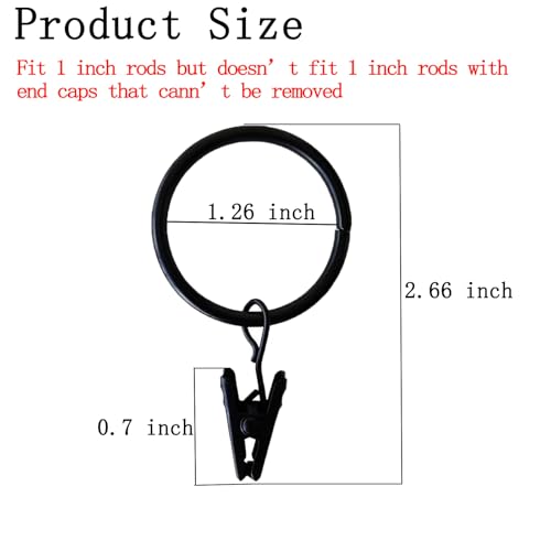 Azmoncy SHAPPY-CURTAIN RINGS-01 16 Pack Curtain Rings With Clips, Window Clip Rings Black Curtain Hooks Hangers Clip Rings thumb #1