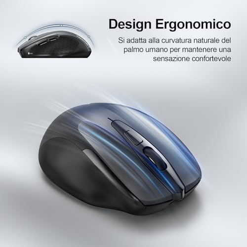 TECKNET Mouse Wireless Ricaricabile, Silenzioso Mouse Senza Fili, Riduzione Rumore Fino a 90%, 4800 DPI, 6 Pulsanti Mouse Ergonomico, 2.4G Mouse USB Compatibile con PC Portatile, Mac, Laptop - 7