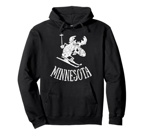 Minnesota Moose Skiing Sweatshirt Pullover Hoodie