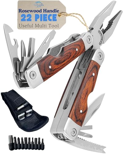 Rosewood Multi Tool, 22 in 1 Tools, Tough Multitool Belt Pouch, Needle & General Pliers, Screwdrivers - Phillips & Flathead, 10 Piece Bit Set, File, 2 Inch Rule, Can Opener, Bottle Opener 1 Rosewood Multi Tool, 22 in 1 Tools, Tough Multitool Belt Pouch, Needle & General Pliers, Screwdrivers - Phillips & Flathead, 10 Piece Bit Set, File, 2 Inch Rule, Can Opener, Bottle Opener