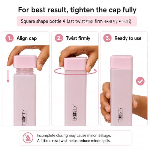 Image of Frosty Square Fridge Bottle Set of 6, 1 Litre Plastic Water Bottle Set for Fridge, Reusable Fridge Water Bottle Set for Home & Kitchen