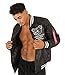 SCREENSHOT-J5115 Hip-Hop Urban NYC Fashion Padded Bomber Jacket - Quilted Linning Modern Outdoor Streetwear Black Teddy Bear Head Graffiti Patch Zip Up Top-Black-Large