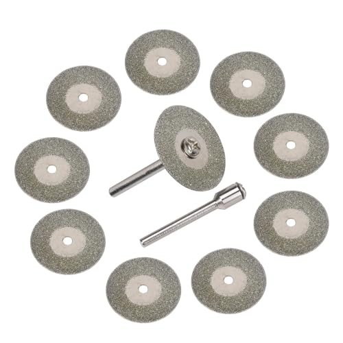 Full Sand Diamond Wheels 3mirrors Tungsten Electrode Sharpener Blades Replacement Cutting Wheels Tig Welding Discs 10pcs 25mm 0.5mm w/ 2 CNC Connecting Rods Compatible with Dremel Rotary Tools