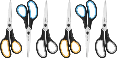 Image of iBayam 8.5 inch Heavy Duty Black Scissors for Office School Classroom Home Use (Pack of 2)