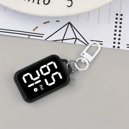 Krizkey LED Digital Display Keychain Watch, Plastic, Small, Unisex Sports Style, Square Electronic Clock with Keyring, Portable Digital Timepiece for Kids and Students Multicolor - Image 7