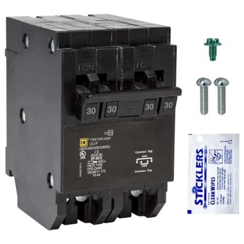 Genuine Square D HOMT230230 Quad Tandem Circuit Breaker Kit (1 Pack), Double 2-Pole, 30 Amp (30A), 120/240V, 10kAIC, UL Listed, Plug-on Space Saver for Homeline Load Centers &amp; Panel Box