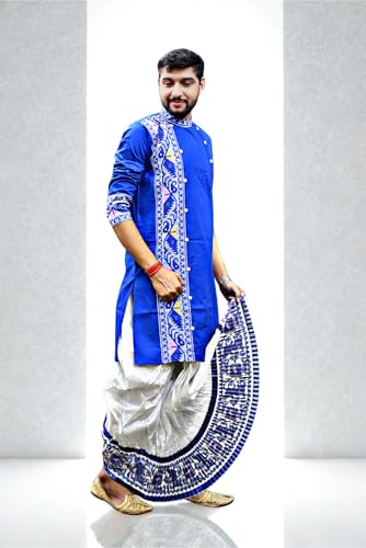 Image of Pure Cotton Full Sleeves Kurta with dupion silk Dhoti pant set (701)