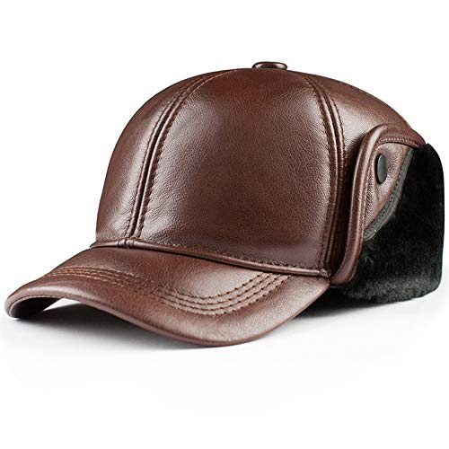 Gorra de Piel Hombre - Gorro de Invierno con Orejeras Gorro de Béisbol, con Visera, Solapas, Forro Otoño-Invierno-Gorro de Piel Sintética Household faucets