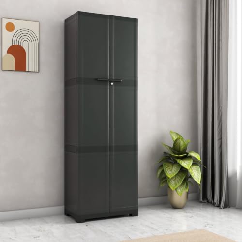 Image of Nilkamal Freedom Large (FML) Plastic Wardrobe for Storage| 3-Year Warranty|Clothes Organizer|Shelves|Cupboard|Almirah|for Home, Living Room, Bed Room|Adult & Kids| Charcoal Grey
