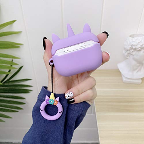Awin Case Unicorn Case For Airpods Pro Case,3D Cute Cartoon Soft Airpod Pro Case,Kawaii Kids Girls Women Animal Unicorn Soft Silicone Case For Airpods Pro 2019 Case (Purple Unicorn) #TOP5