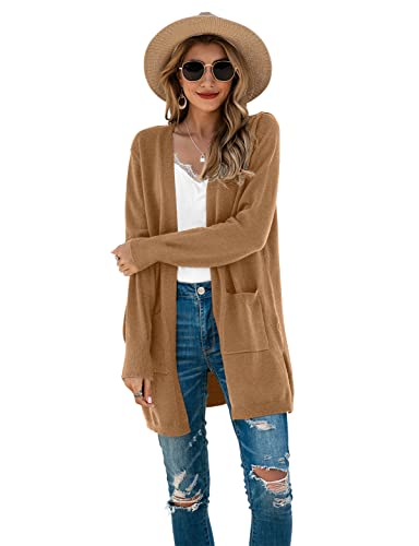 Image of TASAMO Cardigan Sweaters for Women Long Sleeve Open Front Casual Knit Fall Coat Oversized Soft Outwear with Pockets