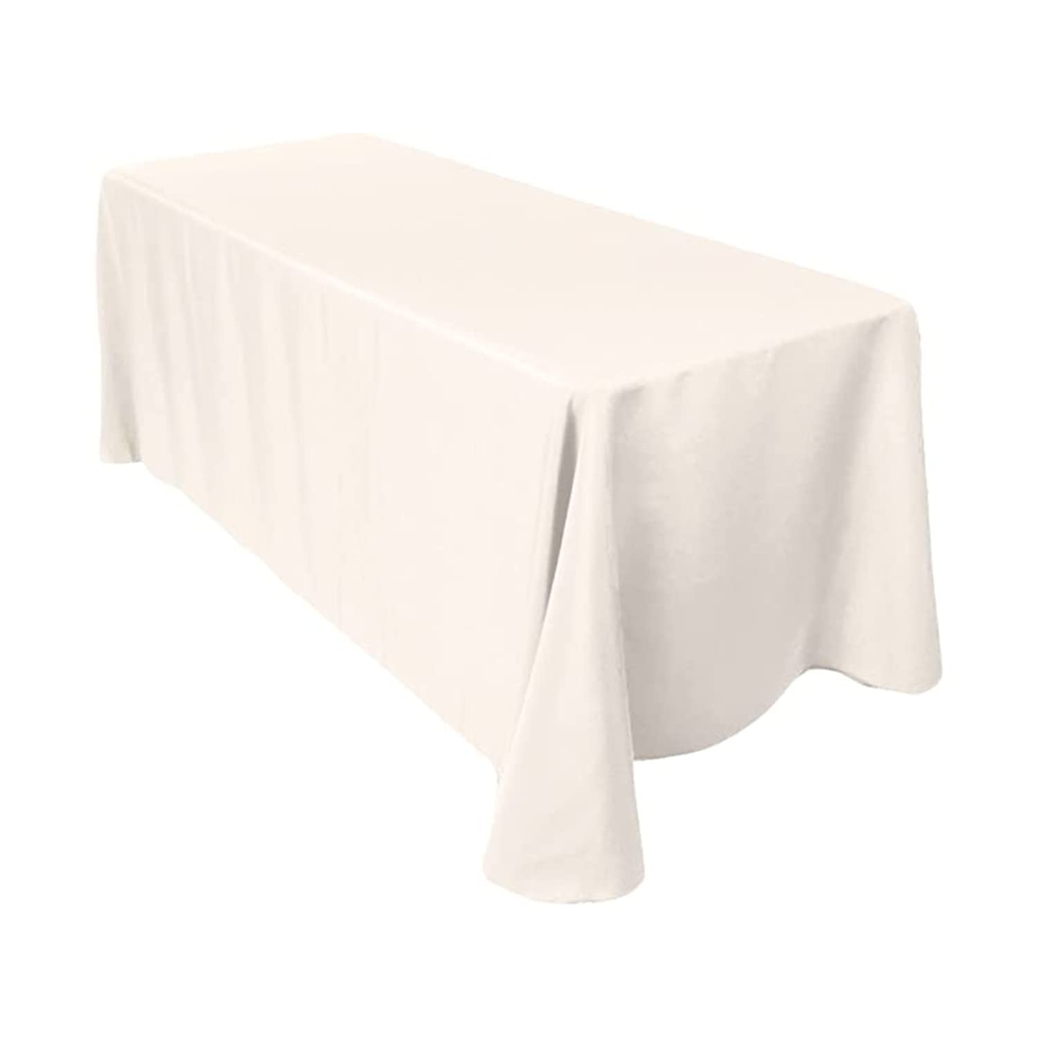 Trimming Shop 70 x 108 Inch Rectangular Polyester Tablecloth, Washable, Stain Resistant Table Linen for 6-8 Seated Tables, Homes, Weddings, Banquets, Birthday, Event Decoration, Ivory, Pack of 1