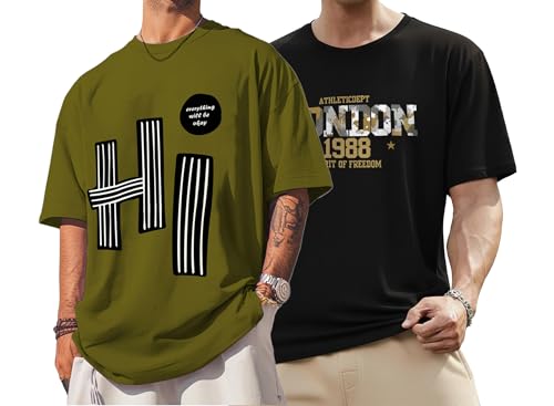 Image of AUSK Oversized T-Shirts || Printed Loose Fit Half Sleeve Tshirt for Mens