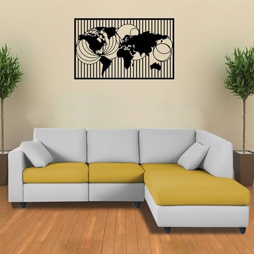 Image of Florian RHS 4 Seater L Shape Sofa Set for Living Room (Yellow Grey Fabric) Premium Fabric Sofa