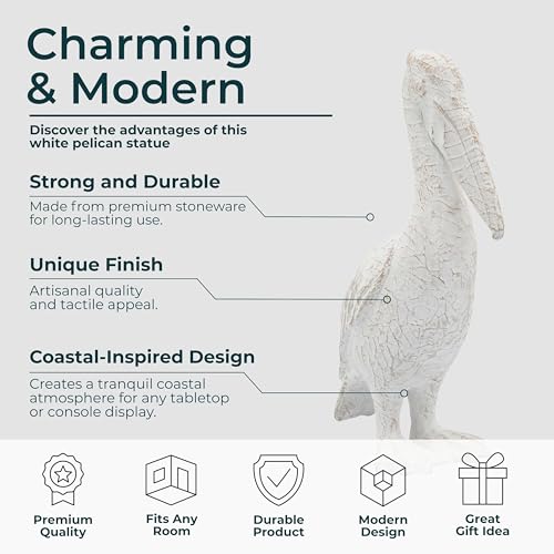 Figura Decorativa Pelícano Cerámica Blanca 14 in miniatura 5