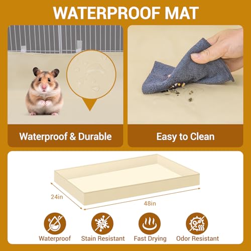 Image of VISCOO 20 Panels Guinea Pig Cages, 48 inch x 24 inch x 16 inch DIY Small Animal Playpen with Transparent Top & Waterproof Mat, Enclosed Rabbit Cage for Bunny, Guinea Pigs, Hamsters, Metal Wire Yard Fence