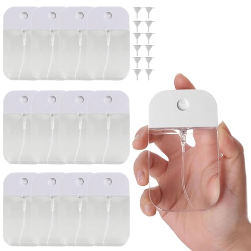 50ml スプレーボックス 空のカードスプレーボトル ポータブルカード 超薄型デザイン 詰め替え可能 空のボトル 旅行用 ポータブル香水 トラベル メイクアップ化粧品用 漏斗付き (12個 ワンサイズ)