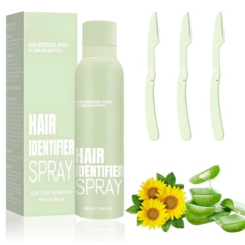 Aloe Vera Facial Hair Removal Kit With Hair Identifier Spray And Razors Highlights Fine For Cleaner Shave Gentle Dermaplaning For Smoother Skin Look Lightweight And Easy To Use