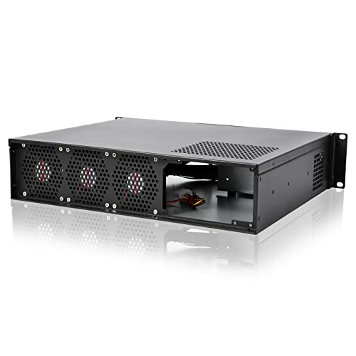Image of RackChoice 2U Server Chassis Short Depth 14.17 inch Front I /O with 2 x 3.5 inch (int.) mATX M /B,Support ATX PSU with Either top or Side Cooling