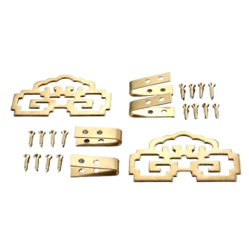 Image of FENG GUO 2Pcs Antique Bronze /Brass Decorative Frame Hanging Picture Oil Painting Mirror Frame Hooks Hanger with Screws Furniture Hardware(Brass 60X36mm)