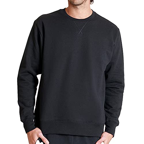 Lista de Sudaderas sin capucha para Hombre los más solicitados. 42 Sudadera Cuello Redondo Manga Larga para Hombre Optima (Negro) (Grande)
