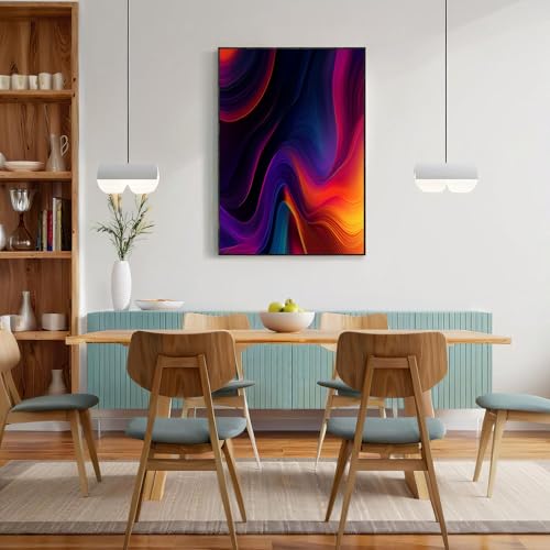 Cuadros de sala de estar modernos con curvas de colores para decorar tu hogar 3