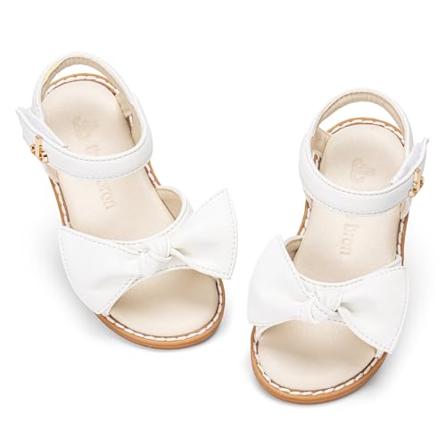 Image of THEE BRON Toddler Girls Sandals Wedding Flower Girl Dress Shoes Open Toe Flats