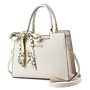 FANDARE Roomy Fashion Womens Totes Handbag Satchel Shoulder Bag Lightweight Top Handle Bag Crossbody Bag PU Leather Messenger Bag for Work Travel Office Party Shopping White