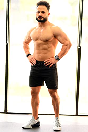 Image of Athletic Slim Fit Training and Gym Shorts for Men with Zipper Pockets