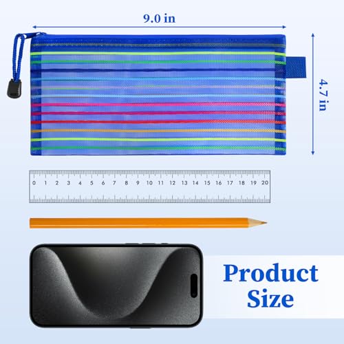 Image of TooyBing 120 Pcs Pencil Pouches Bulk, 10 Color Mesh Zipper Pouch Pencil Case, 9x4.7 inches Small Zipper Bags for Office /School /Home Organization Supplies, Multipurpose Travel Storage Bags