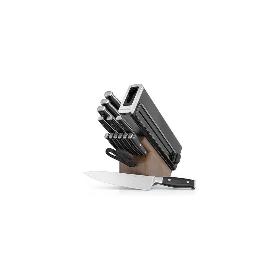 Ninja-K52015-Foodi-NeverDull-15-Piece-Premium-Knife-System-Wood-Series-Block-German-Stainless-Steel-with-Built-in-Sharpener-Stainless-SteelWalnut Ninja K52015 Foodi NeverDull 15 Piece Premium Knife System, Wood Series Block, German Stainless Steel, with Built-in Sharpener, Stainless Steel/Walnut