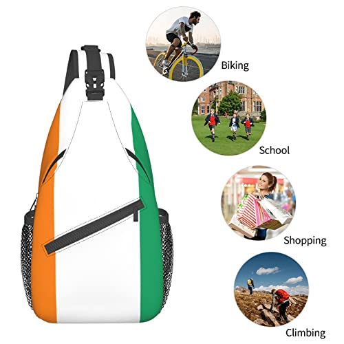 Mochila bandolera unisex negra para senderismo miniatura 7