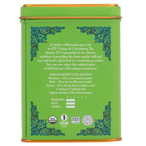 Image of Harney & Sons HT Organic Supreme Green Tea, 20 Sachets, Tea Tin | Organic green tea with 20 sachets in a reusable tea tin. Caffeinated.