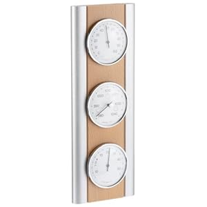 TFA Dostmann Analogue Weather Station Beech Barometer Thermometer Hygrometer Room Temperature Control L 128 x W 40 x H 350 mm