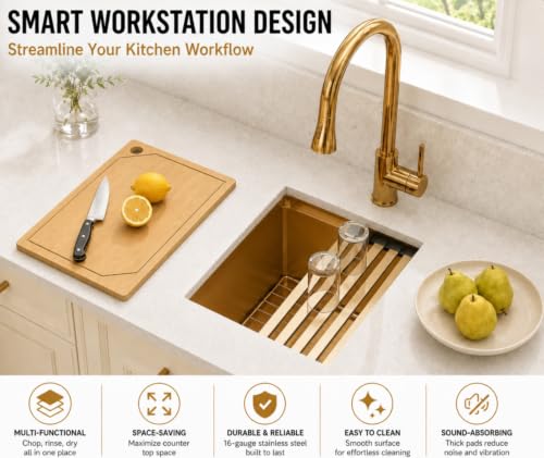 Image of Gold Bar Sink, 13 Inch Stainless Steel Undermount Sink