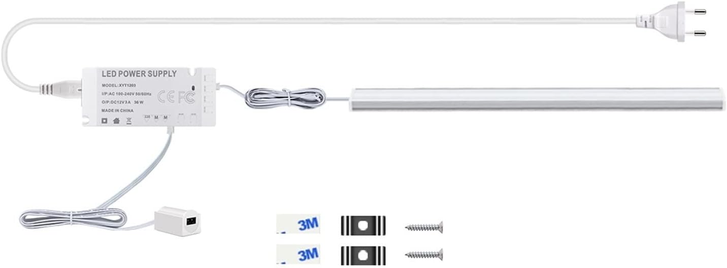 STUFY Indoor Sensor Light Hand Sweep Sensor LED Cabinet Kitchen Light DC 12V Bar Lamp Tube High Brightness Backlight Bedroom Cabinet Wardrobes Closet for Closet Hallway Stairway