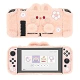 GeekShare Cute Plush Protective Case Cover Compatible with Standard Switch - Shock-Absorption and Anti-Scratch Skin Case for Switch - Plush Rabbit (for Switch 2017)