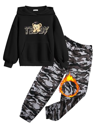 Image of Arshinet Girls 2 Piece Outfits Hoodie Sweatsuit Sets Oversized Sweatshirt and Baggy Fall Fashion Sweatpant with Pockets
