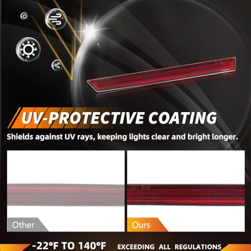 Image of Rear Bumper Reflector Compatible with Fo-rd Must-ANG 2013-2014, [DOT] [Waterproof] Rear Bumper Reflector Housing [No Bulbs], Replace OEM #DR3Z15A448A, 1 Pair, Red Lens
