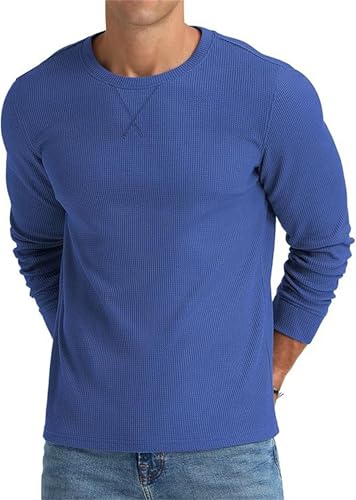 Chemises gaufrées à col rond et manches longues pour homme, chemises gaufrées à manches longues pour hommes, hauts décontractés en tricot, Ddp-14, XL