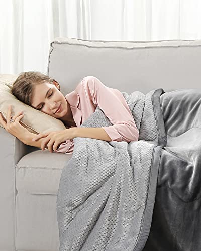 Lynnlov Large 3 Layers Flannel Fleece Bed Blanket King Size 90" X 108", Decorative Soft Thick Microfiber Plush Blanket, Luxury Comfy Cozy Velvet Winter Warm Blankets, Washable & Breathable, Grey #TOP2