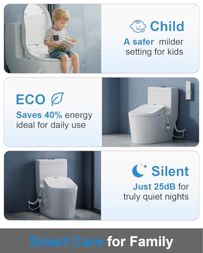 Image of TOTTE Auto Open /Close Lid Bidet Toilet Seat Round, Smart Toilet Seat with Instant Warm Water Heated Bidet Seat & Warm Air Dryer, Multiple Wash Methods, Remote Control, ECO Mode