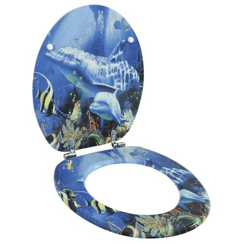 vidaXL Tavoletta WC in MDF con Coperchio Delfini Sedile Water Gabinetto Bagno